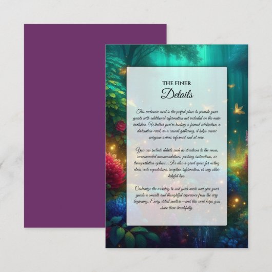 輝く宝石の森のウェディング エンクロージャーカード (正面/裏面)