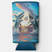 輝く宝石を求めて強壮なチョンプ・サメが繁殖 –  スリム缶クーラー (正面)