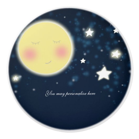 輝く小さな星　幸せな月　天体 セラミックノブ (正面)