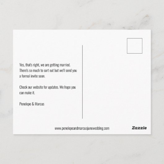 輝く幸せな写真の結婚式の日付を保存 ポストカード (裏面)