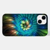 輝く幻想の花、カラフルな抽象フラクタル Case-Mate iPhoneケース (裏面 (横))