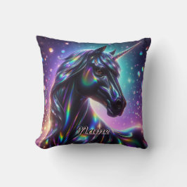 輝く幻想的な背景のユニコーン クッション