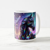 輝く幻想的な背景のユニコーン コーヒーマグカップ (正面右)