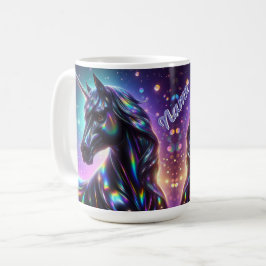 輝く幻想的な背景のユニコーン コーヒーマグカップ