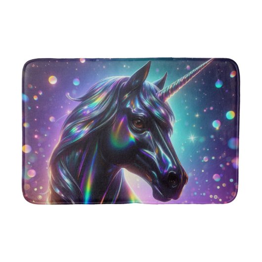 輝く幻想的な背景のユニコーン バスマット (正面)