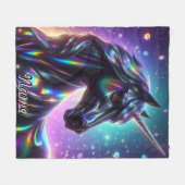 輝く幻想的な背景のユニコーン フリースブランケット (正面(横))