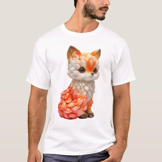 輝く彫刻炎狐の男性 Tシャツ (正面)