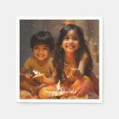 輝く恵み:ヒンドゥー教の子供たちとディワリ喜び スタンダードカクテルナプキン (正面)