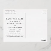 輝く愛の金ゴールドスクリプト日付を保存 箔招待状ポストカード (裏面)