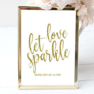 輝く愛を Let love sparkle ゴールドラメ 8x10 ウェディングサイン ポスター