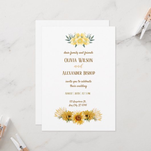 輝く愛：ひまわりの壮麗さ 招待状 (正面/裏面インサイチュ)