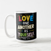輝く愛:大切な人として他者を受け入れる コーヒーマグカップ (左)