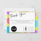 輝く感謝：手作りの振動 サンキューカード (裏面)