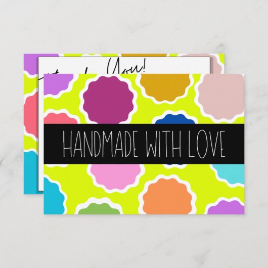 輝く感謝：手作りの振動 サンキューカード (正面/裏面)