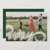 輝く手メリーレターフォトクリスマスカード 招待状 (正面/裏面)