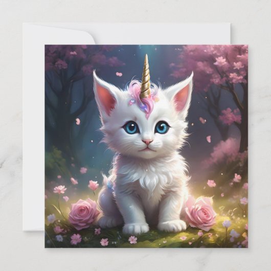 「輝く手:魅惑の一角獣の子猫」 サンキューカード (裏面)