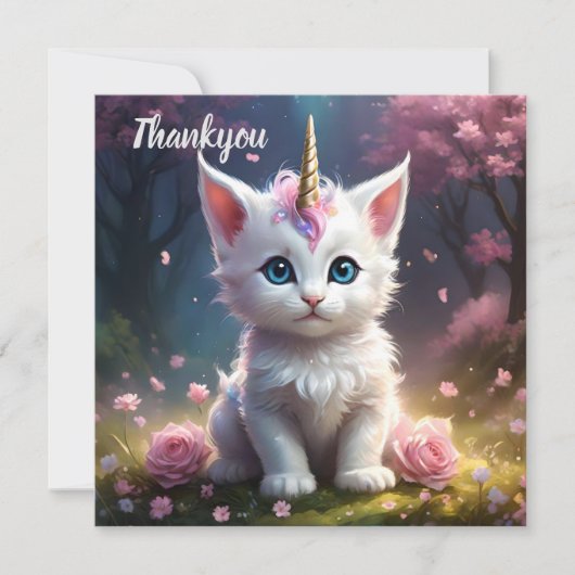 「輝く手:魅惑の一角獣の子猫」 サンキューカード (正面)