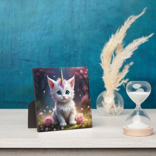 「輝く手:魅惑の一角獣の子猫」 フォトプラーク (インサイチュ)