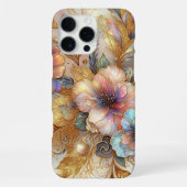 輝く擬似虹色ガラス 花の芸術パターン iPhoneケース (裏面)