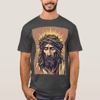 輝く救い主:トーンズの冠を持つイエス・ティー Tシャツ