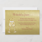 輝く新年の婚約ゴールドレッド発表 招待状 (裏面)