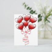 輝く明るい愛のハートバルーン ポストカード (スタンド正面)