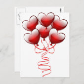 輝く明るい愛のハートバルーン ポストカード (正面/裏面)