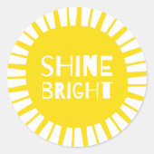 輝く明るい、黄色の太陽、シール ラウンドシール (正面)