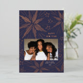 輝く星々と花火の新年写真カード 箔シーズンカード (立ち正面)