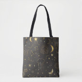 輝く星と月と星座 トートバッグ (正面)