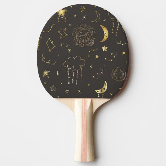 輝く星と月と星座 卓球ラケット (正面)