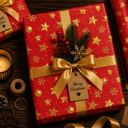 輝く星のクリスマス ラッピングペーパーシート