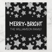 輝く星の明メリーるいクリスマスシルバーブラック ワインラベル (シングルラベル)