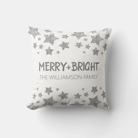輝く星の明メリーるいクリスマスシルバーホワイト クッション (正面)