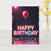 輝く星の誕生日カード カード (黄色い花)