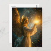 輝く星を持つ天使 ポストカード (正面/裏面)
