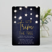 輝く星クリスマスツリーのトリミングパーティー 箔招待状 (立ち正面)