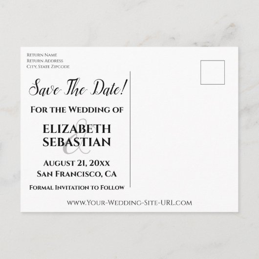 輝く星フォトオーバーレイ結婚式の日付を保存 案内ポストカード (裏面)