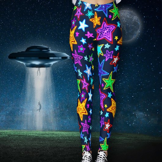 輝く星柄ダークブルー レギンス