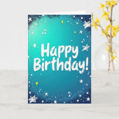 輝く星空の誕生日カード カード (黄色い花)