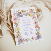 輝く春のワイルドフラワーフェアリー　ファースト1歳の誕生日 招待状