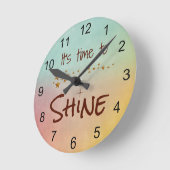 輝く時間の感動的引用文 ラウンド壁時計 (傾斜)