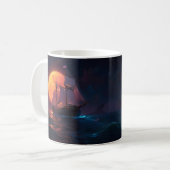輝く月夜の空の下の航海 コーヒーマグカップ (正面左)