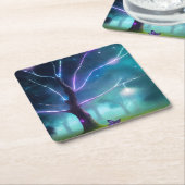 輝く木 スクエアペーパーコースター (アングル)