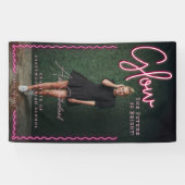 輝く未来は明るいおもしろいピンクネオン卒業 横断幕 (横)