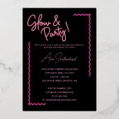 輝く未来は明るいおもしろいピンクネオン卒業 箔招待状 (裏面)