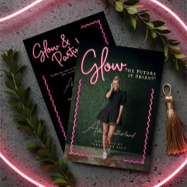 輝く未来は明るいおもしろいピンクネオン卒業 箔招待状