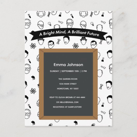 輝く未来を飾る編集可能な卒業招待状 インビテーションポストカード (正面)