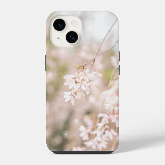 輝く枝垂れ桜のスパークル iPhoneケース (裏面)