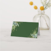 輝く植物の水彩画 グリーン テーブル席札 プレイスカード (裏面)